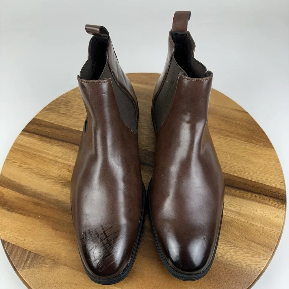 New NWOB Mens Gordon Rush 301327 Brown Leather Chelsea Ankle Boots Size 11.5 M
